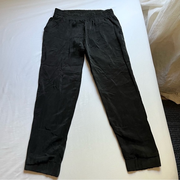 NATION LTD black cupro rayon jogger elastic waist cropped pants